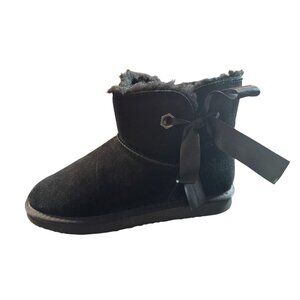 Pawz By Bearpaw Women's Sz10‎ Black Suede & Faux Fur Ankle Boots